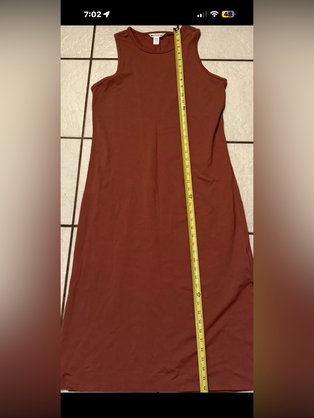Athleta Women's Sleeveless Tank Dress Rust Size Medium 90% Cotton 10% Spandex